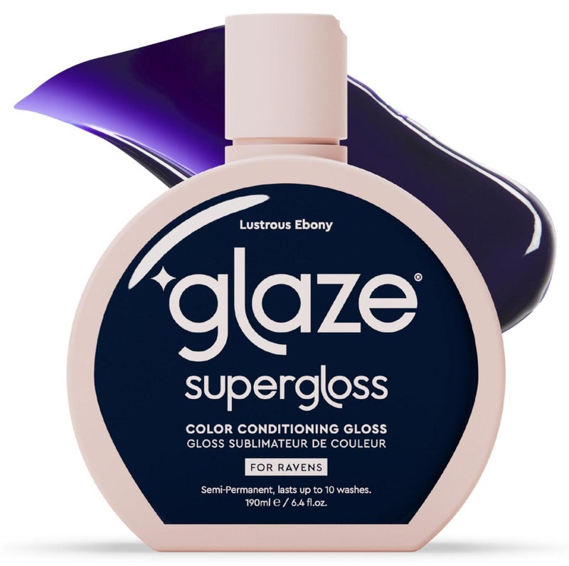 Glaze Supergloss Color Conditioning Gloss  Hydrating SemiPermanent Color Hair Gloss  Shine Boost  Color Depositing Mask  Vegan CrueltyFree  64 Fl Oz  Lustrous Ebony  Blue Black