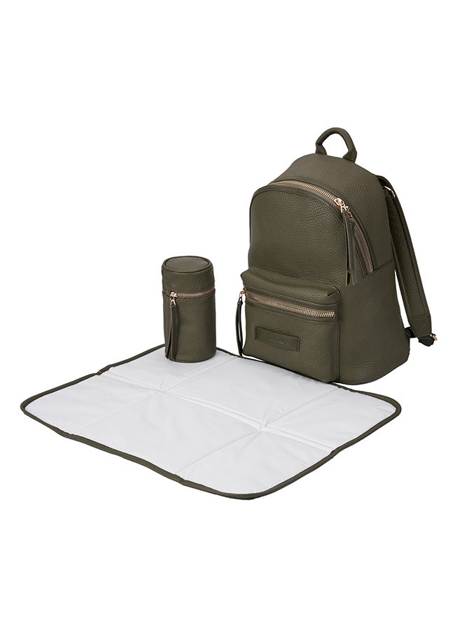 bababing Tumble Leather Changing Bag - Olive Green And Gold  - Image 4