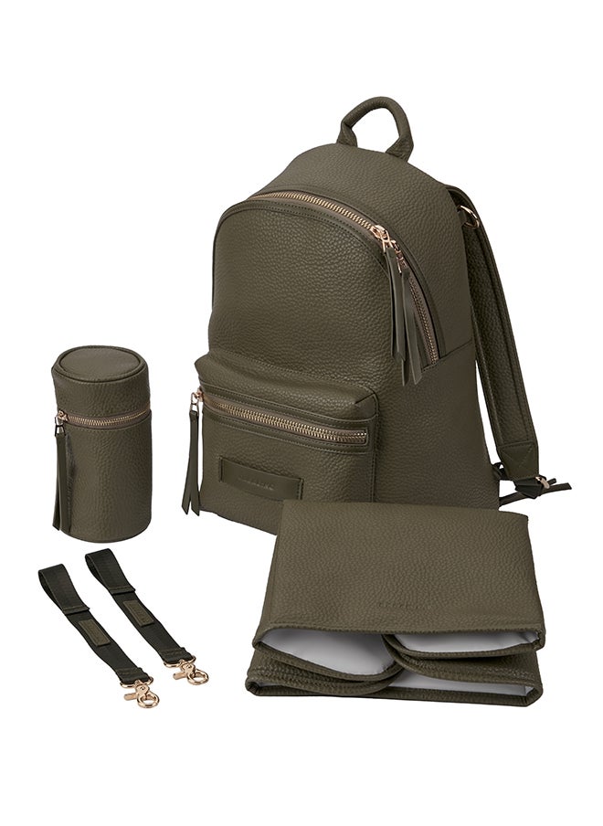 bababing Tumble Leather Changing Bag - Olive Green And Gold  - Image 1