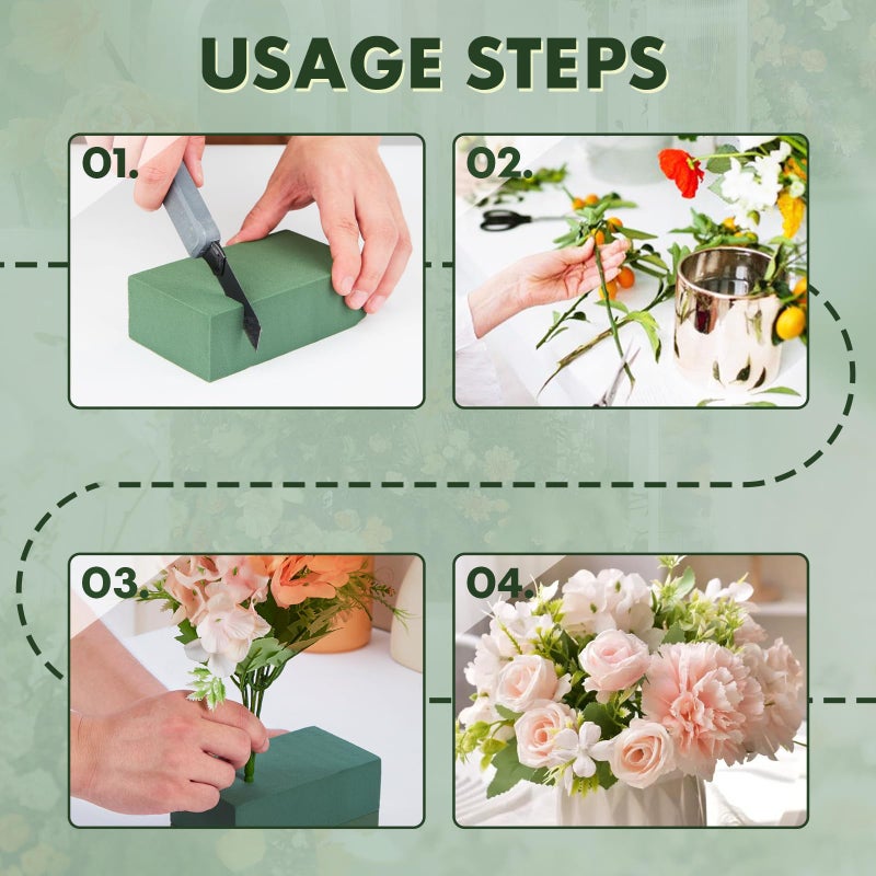 GNRZZT 30 PCS Floral Foam Blocks, 5.5"L x 3.1"W x 1.7"H Green Dry & Wet Flower Foam for Fresh and Artificial Flowers, Plant Foam for Wedding, Birthdays, Pary, Home Decorations - Image 4