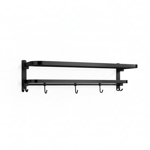 BonKaso 304 Stainless Steel Rectangular Towel Rack for Bathroom | Rustproof, Wall Mounted Towel Holder/Rod/Bar/Hanger for Bath Towels | Space-Saving (Black Finish, 24 Inch) - Image 1