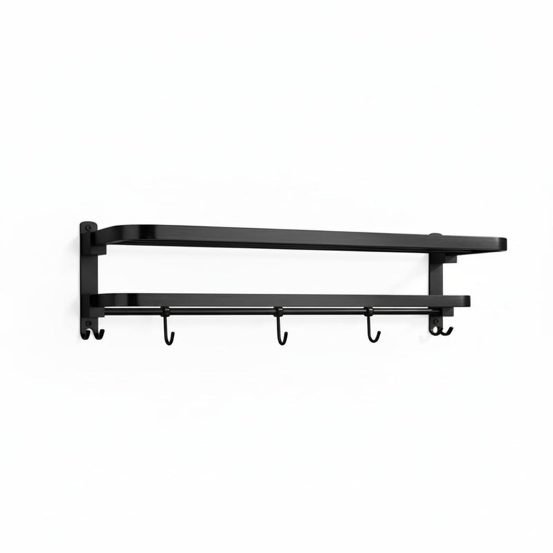 BonKaso 304 Stainless Steel Rectangular Towel Rack for Bathroom | Rustproof, Wall Mounted Towel Holder/Rod/Bar/Hanger for Bath Towels | Space-Saving (Black Finish, 24 Inch) - Image 4