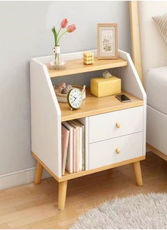 Modern Design Nightstands 2 Drawers Bedside Storage Rack Side Table 50 x 30 x 53 cm