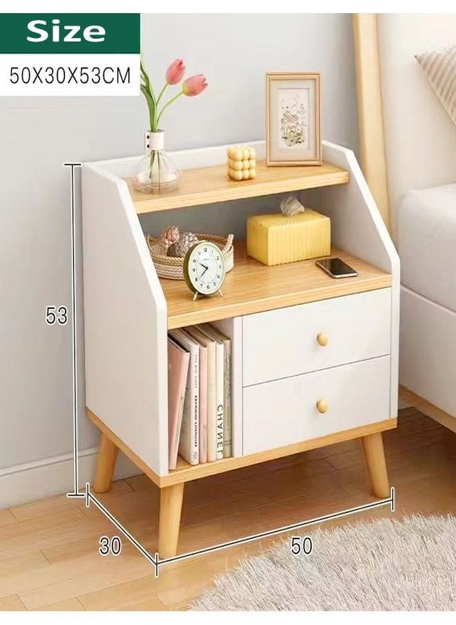 fashionhome - Modern Design Nightstands 2 Drawers Bedside Storage Rack Side Table 50 x 30 x 53 cm - Image 1