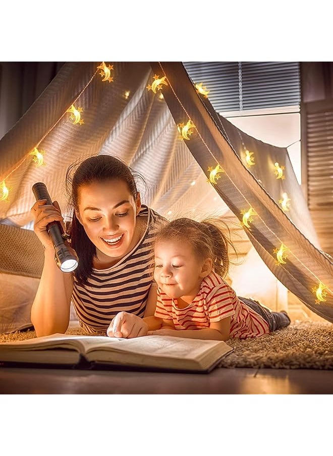 إيروريكس 80 مصباح LED بطول 33 قدمًا على شكل نجمة وقمر - مصابيح زخرفية مثالية للاستخدام الداخلي والخارجي، مصابيح LED خيطية على شكل نجوم وقمر، زينة للعطلات، هدية رمضان  - Image 2