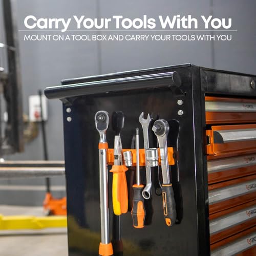 Groz Flexible Magnetic Tool Holder, 8 Inch (200mm) | Tool Holder Strap | Tool Storage Organizer 8-Piece Tools Organizer, Orange | MTH/8/OR - Image 5