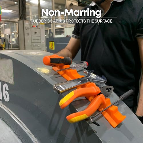 Groz Flexible Magnetic Tool Holder, 8 Inch (200mm) | Tool Holder Strap | Tool Storage Organizer 8-Piece Tools Organizer, Orange | MTH/8/OR - Image 3