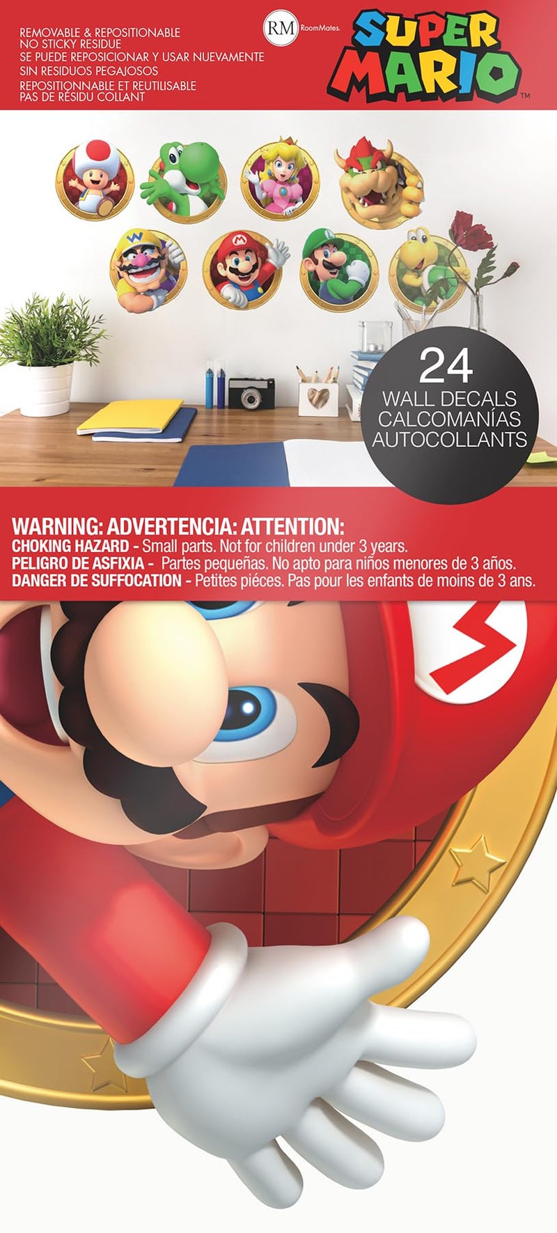 RoomMates RMK5224SCS Super Mario Character Peel and Stick Wall Decals, Yellow, Green, red - Image 2