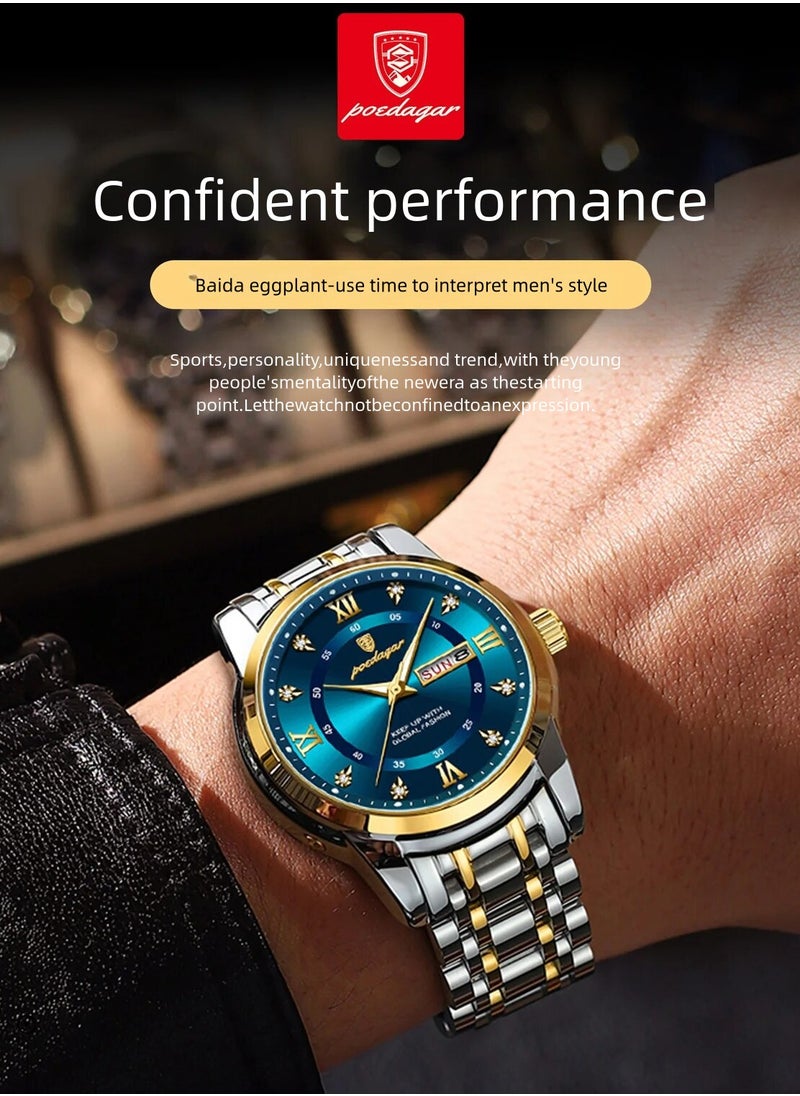 POEDAGAR Waterproof Luminous Men's Watch Quartz-Case 41mm  - Image 2