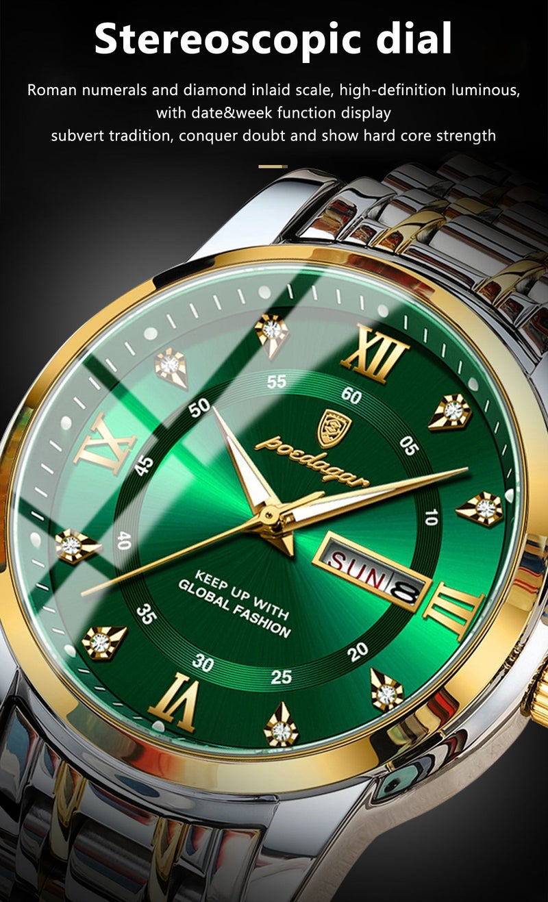 پوداجار ساعة رجالية مضيئة مقاومة للماء بهيكل كوارتز 41 ملم - Image 4