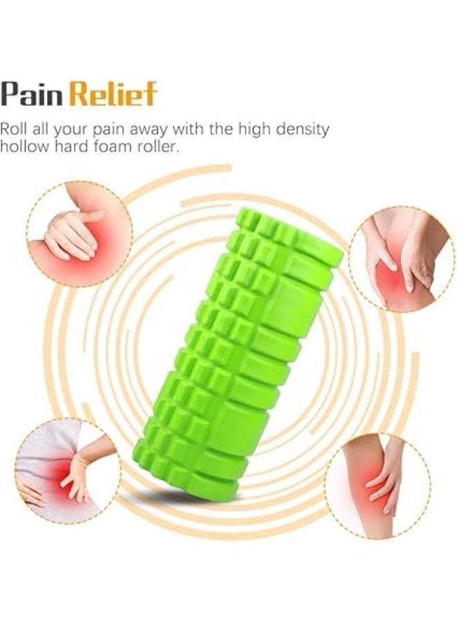 Yoga Foam Roller for Exercise & Deep Tissue Massage - High Density EVA Foam Equipment for Best Body Pain Relief, Recovery, Muscle Stretching | Pre & Post-Workout Sessions for Use in Gym & Home - green - Image 3