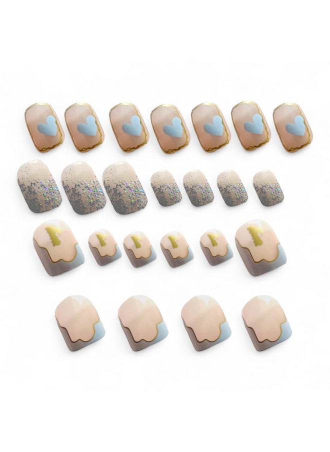 VITALOGY - Reusable Artificial Fake Nail Set Of 24 | Included Jelly Glue Sheet For False Nails For Women & Girl | Lightweight & Long Lasting | Quick Fix For Festivals & Special Occasions (05)  - Image 1