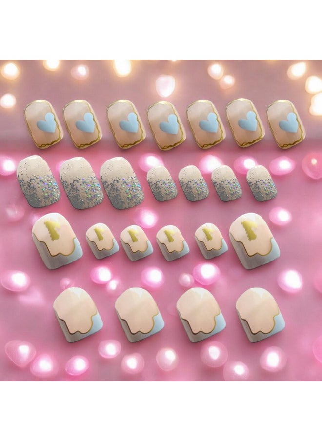 VITALOGY - Reusable Artificial Fake Nail Set Of 24 | Included Jelly Glue Sheet For False Nails For Women & Girl | Lightweight & Long Lasting | Quick Fix For Festivals & Special Occasions (05)  - Image 2