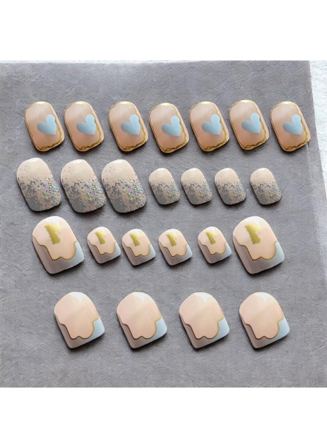 VITALOGY - Reusable Artificial Fake Nail Set Of 24 | Included Jelly Glue Sheet For False Nails For Women & Girl | Lightweight & Long Lasting | Quick Fix For Festivals & Special Occasions (05)  - Image 4