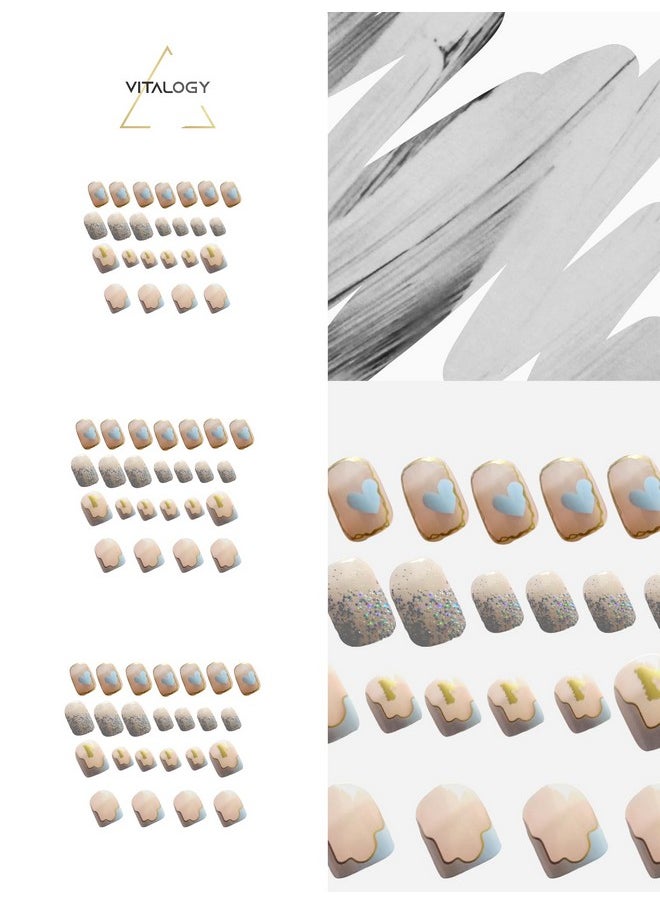VITALOGY - Reusable Artificial Fake Nail Set Of 24 | Included Jelly Glue Sheet For False Nails For Women & Girl | Lightweight & Long Lasting | Quick Fix For Festivals & Special Occasions (05)  - Image 3