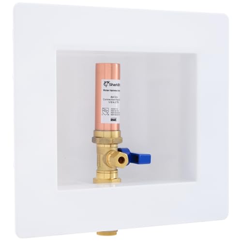 SharkBite Max 1/2 Inch x 1/4 Inch Compression Ice Maker Outlet Box and Water Hammer Arrestor, Push to Connect Brass Plumbing Fittings, PEX Pipe, CPVC, PE-RT, 25033 - Image 1