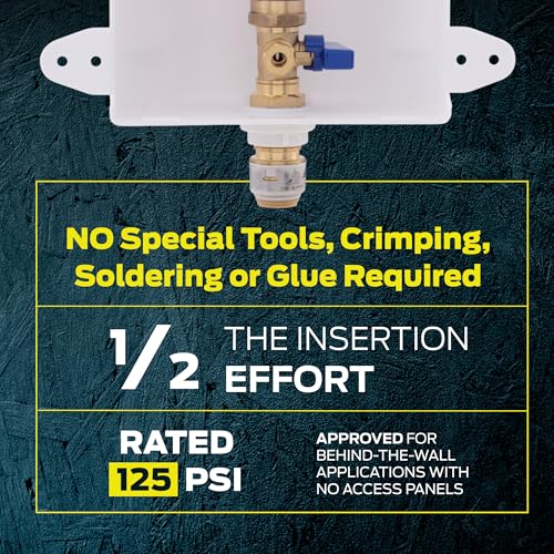 SharkBite Max 1/2 Inch x 1/4 Inch Compression Ice Maker Outlet Box and Water Hammer Arrestor, Push to Connect Brass Plumbing Fittings, PEX Pipe, CPVC, PE-RT, 25033 - Image 3