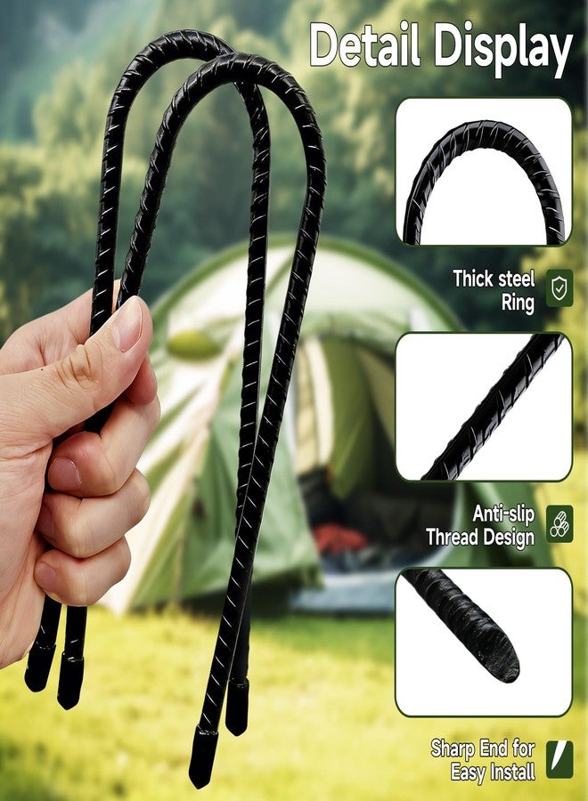 YIYAO 12 Pack Tent Stakes Heavy Duty, 8 ’’ Camping Stakes Ground Anchors High Wind, U Hook Galvanized Steel Garden Ground Stakes for Camping Patio, Garden, Canopies, Outdoor (12, Black) - Image 3