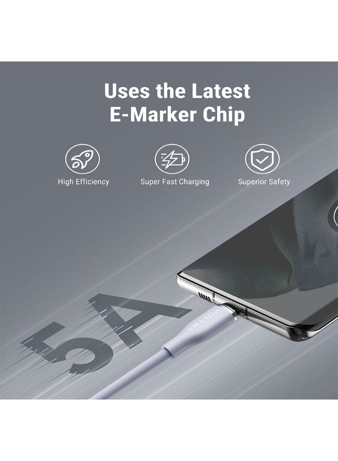 فولتمي سلك شاحن فولتمي سلسلة موس من USB-C إلى USB-C بطول 1 م وبقوة 100 واط - رمادي - Image 2