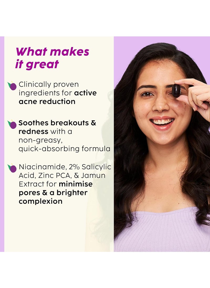 PLIX THE PLANT FIX - Jamun Active Acne Range With Cleanser 2 percent Salicylic Acid Serum Smoothie Moisturizer and Toner Reduces Active Acne Detoxifies The Skin  Soothes Redness All Skin Types - Image 1