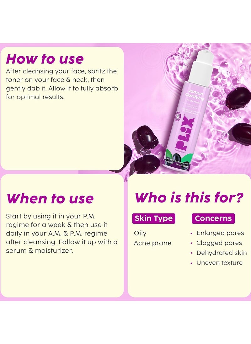 PLIX THE PLANT FIX - Jamun Active Acne Range With Cleanser 2 percent Salicylic Acid Serum Smoothie Moisturizer and Toner Reduces Active Acne Detoxifies The Skin  Soothes Redness All Skin Types - Image 1