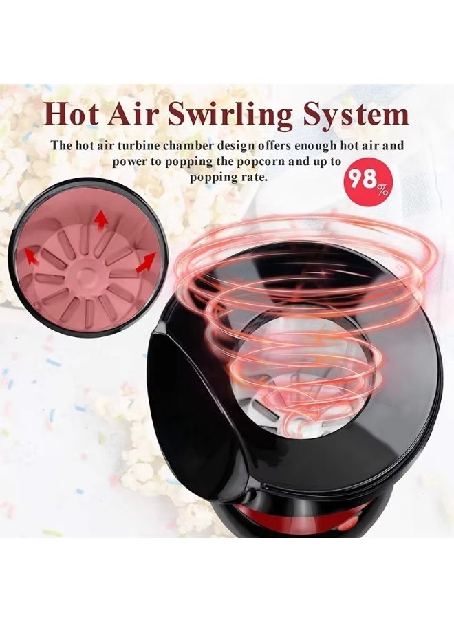 Mini popcorn maker, electric children's DIY hot air popcorn machine, non stick inner pot, no need for oil and water, 1200W, suitable for family，coffee shops, restaurants and gatherings,15.5*15.5*28cm