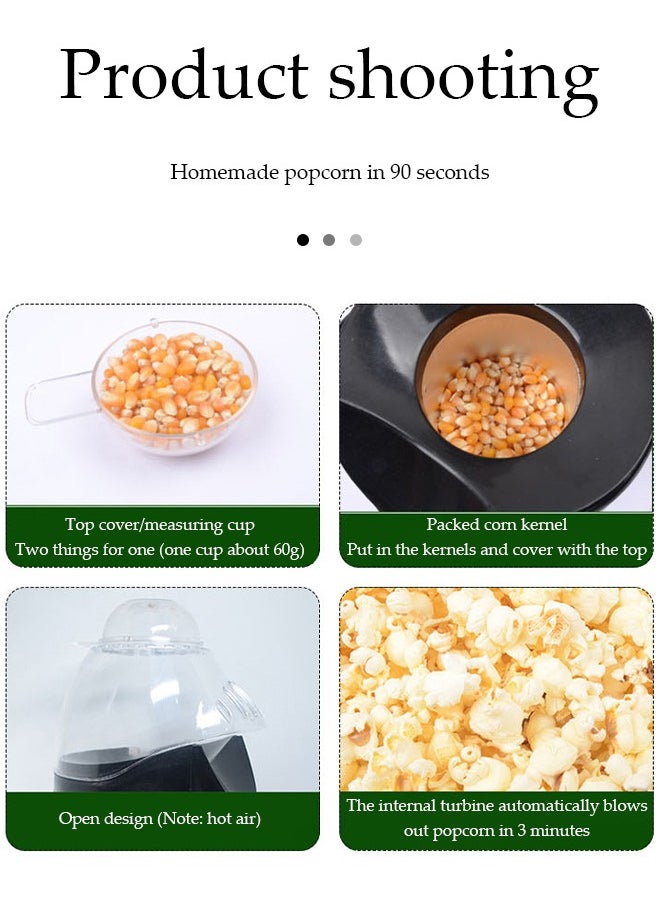 Mini popcorn maker, electric children's DIY hot air popcorn machine, non stick inner pot, no need for oil and water, 1200W, suitable for family，coffee shops, restaurants and gatherings,15.5*15.5*28cm