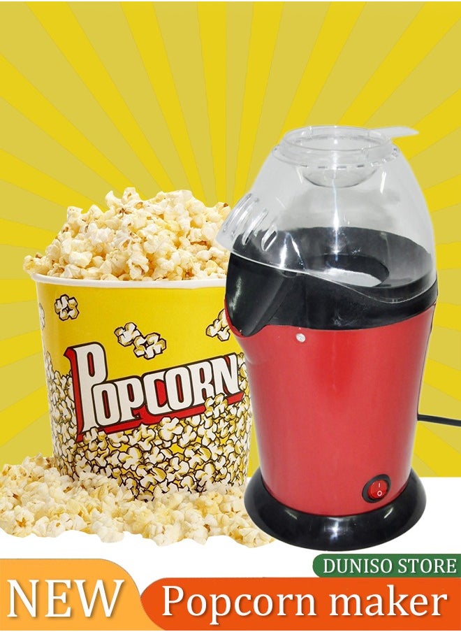 Mini popcorn maker, electric children's DIY hot air popcorn machine, non stick inner pot, no need for oil and water, 1200W, suitable for family，coffee shops, restaurants and gatherings,15.5*15.5*28cm