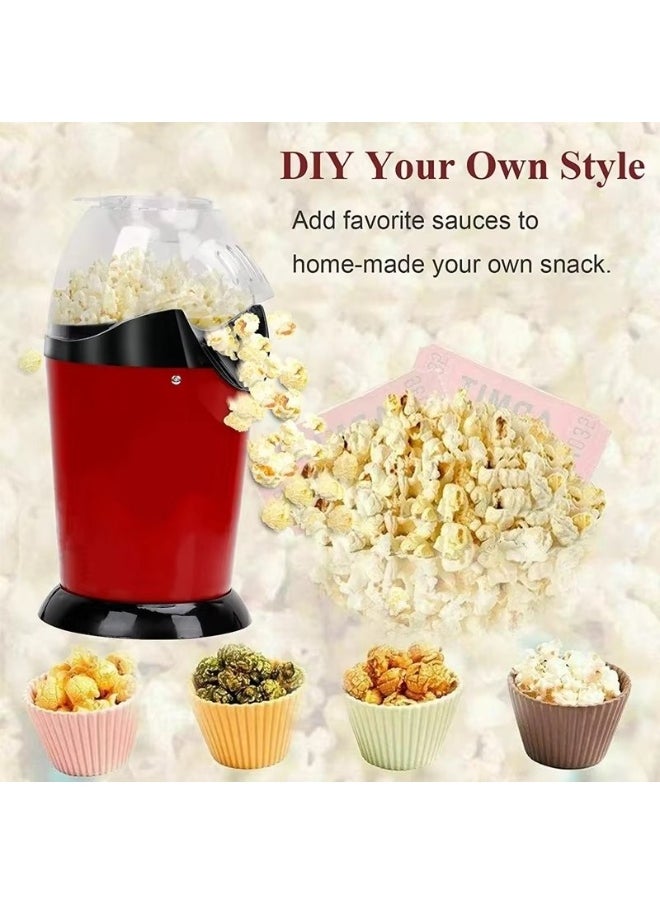 Mini popcorn maker, electric children's DIY hot air popcorn machine, non stick inner pot, no need for oil and water, 1200W, suitable for family，coffee shops, restaurants and gatherings,15.5*15.5*28cm