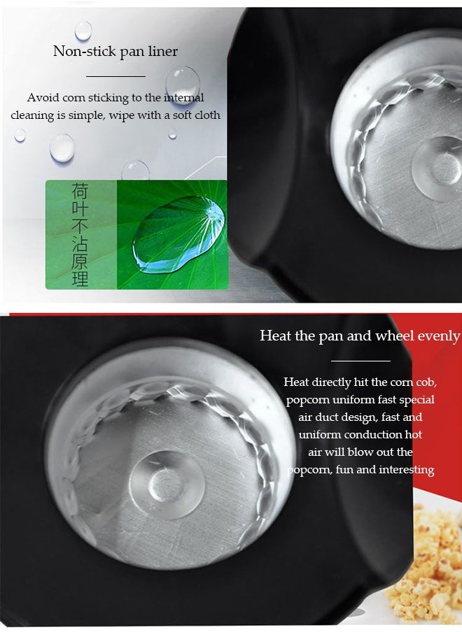 Mini popcorn maker, electric children's DIY hot air popcorn machine, non stick inner pot, no need for oil and water, 1200W, suitable for family，coffee shops, restaurants and gatherings,15.5*15.5*28cm