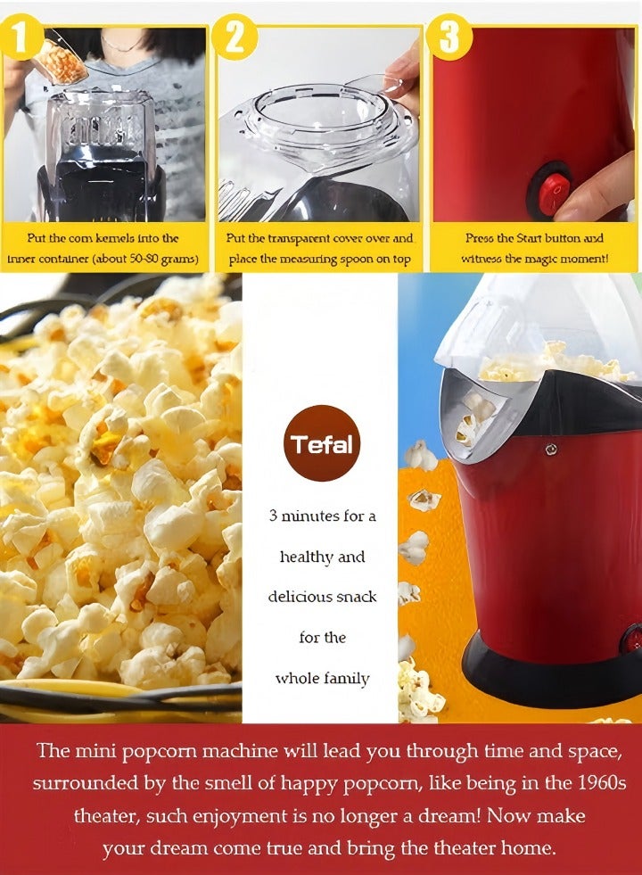 DUNISO Mini popcorn maker, electric children's DIY hot air popcorn machine, non stick inner pot, no need for oil and water, 1200W, suitable for family，coffee shops, restaurants and gatherings,15.5*15.5*28cm  - Image 4