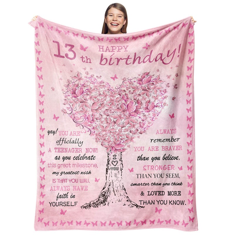 Gevuto 13 Year Old Girl Gifts for Birthday Blanket 50 x 60 13th Birthday Decorations for Girls Presents for 13 Year Old Girl 13th Birthday Gifts for Girls