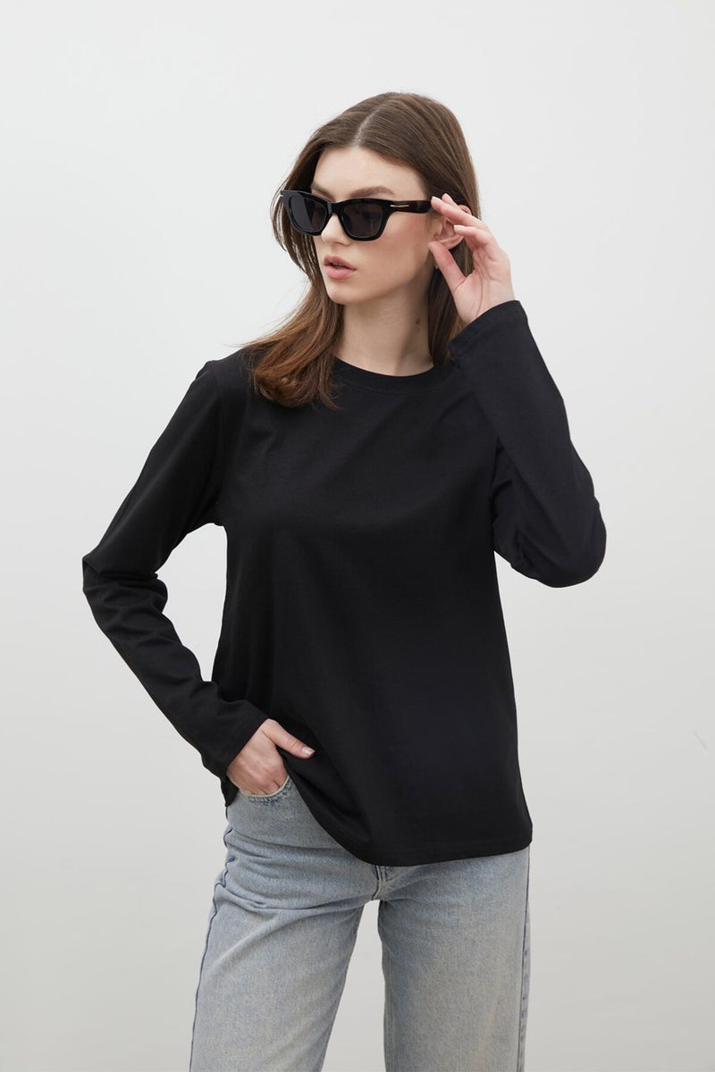 Manuka Long Sleeve Fit Cotton T-Shirt Black - Image 2