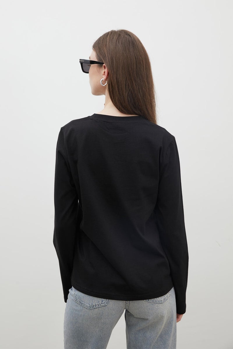 Manuka Long Sleeve Fit Cotton T-Shirt Black - Image 4