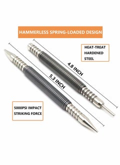 Excefore 2 Pcs Dual Head Nail Setter and Hinge Pin Punch Set, Hammerless 1/32″& 1/16″Spring Nail Set, 5000 PSI Striking Force Door Pin Removal Tool  - Image 3