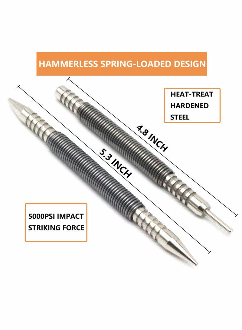 Excefore 2 Pcs Dual Head Nail Setter and Hinge Pin Punch Set, Hammerless 1/32″& 1/16″Spring Nail Set, 5000 PSI Striking Force Door Pin Removal Tool  - Image 3