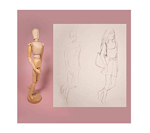 Holiberty 8 Inch Artists Wooden Manikin Flexible Body Joints Human Figure Puppet Model Wood Male Mannequin Doll Ornament Stand for Home Office Desk Decoration Sketching Drawing Painting Supplies - Image 2