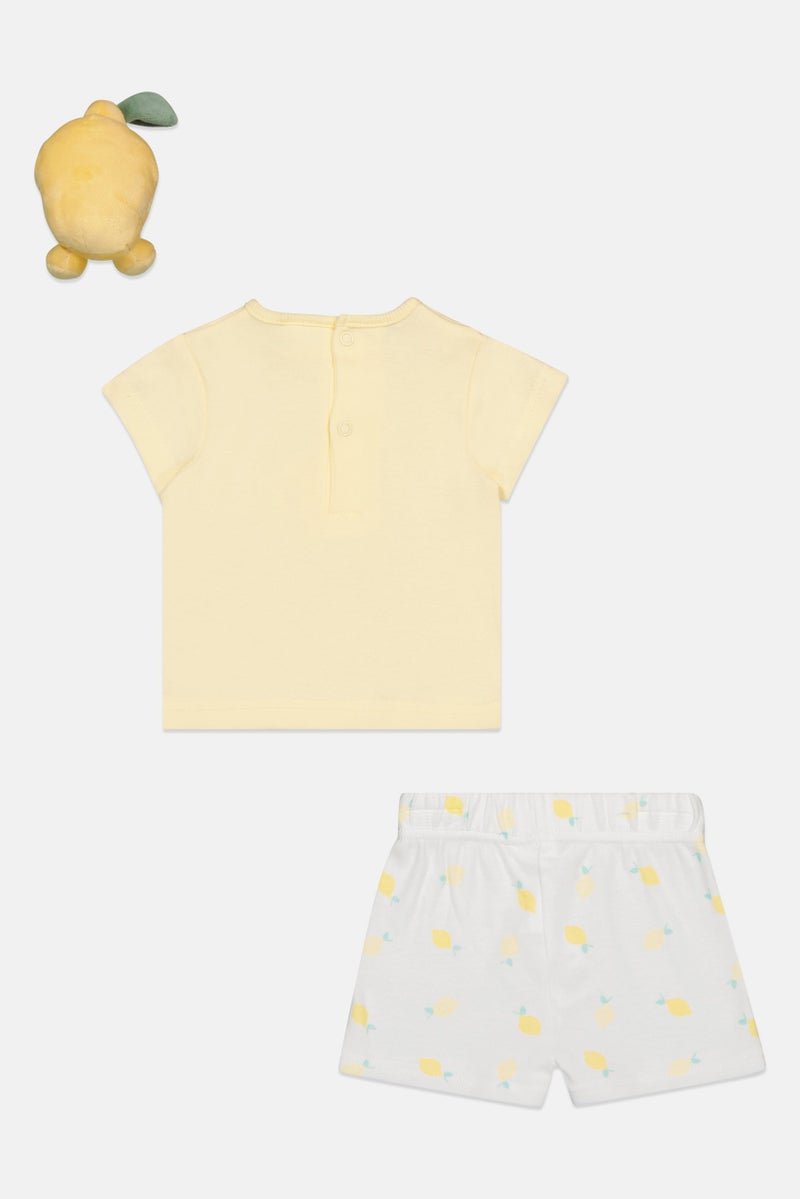 Rock-A-Bye Baby Boutique طقم بنات toddlers مكون من 3 قطع تي شيرت بطباعة جرافيك، شورت ولعبة ليمون فاخرة، متعدد الألوان - Image 3