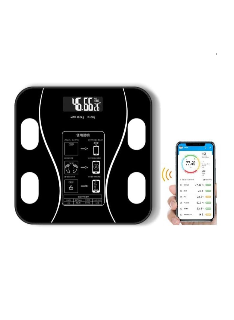 ELTRAZONE Smart Bluetooth Body Weight Scale with Body Fat Analysis, Wireless Digital Bathroom Scale for Health Tracking, Smartphone App Sync, Accurate Weight Measurement, Fitness Companion for Men & Women, 180kg Capacity – Black - Image 2