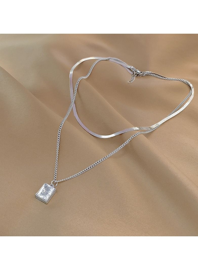 Geometric Double Element Titanium Steel Necklace