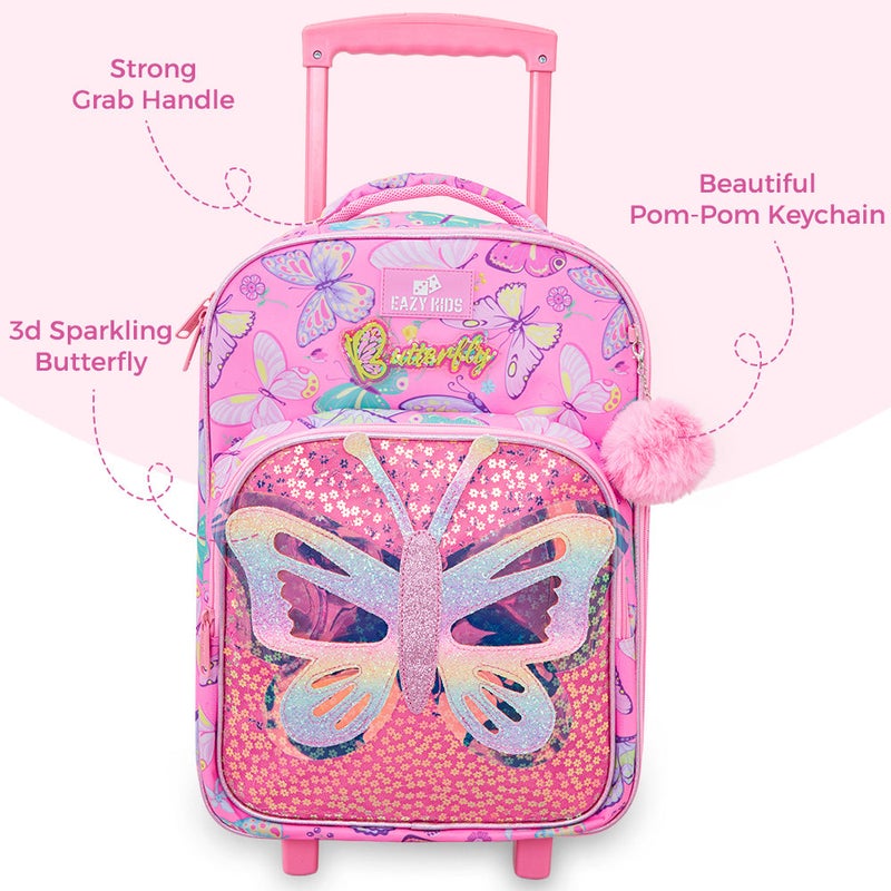 Eazy Kids 17” 3-Piece Trolley School Backpack Set for Kids – Backpack with Lunch Bag & Pencil Case, Pink - Image 3