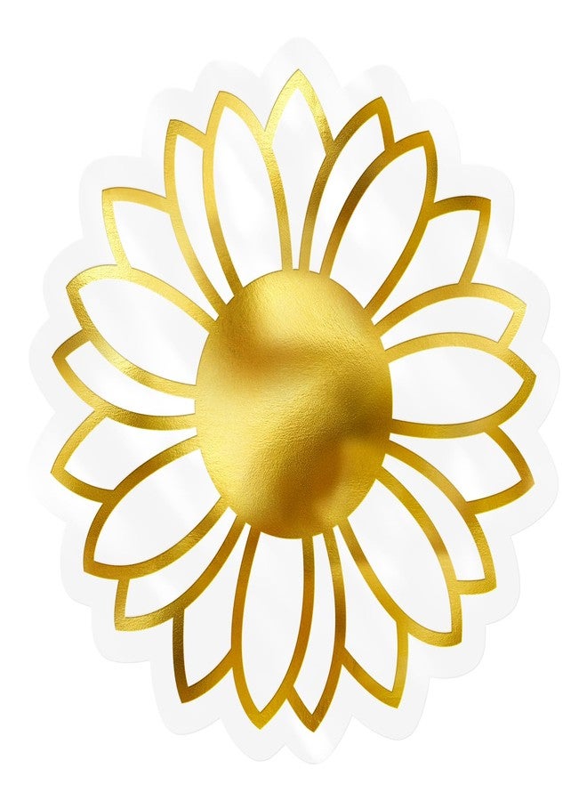 joycraft 420Pcs Sunflower Stickers, 1.4 inches Gold Foil Sunflower Stickers, Clear Self-Adhesive Labels, Flower Labels for Gift Wrapping Baby Shower Wedding Party Favor - Image 1