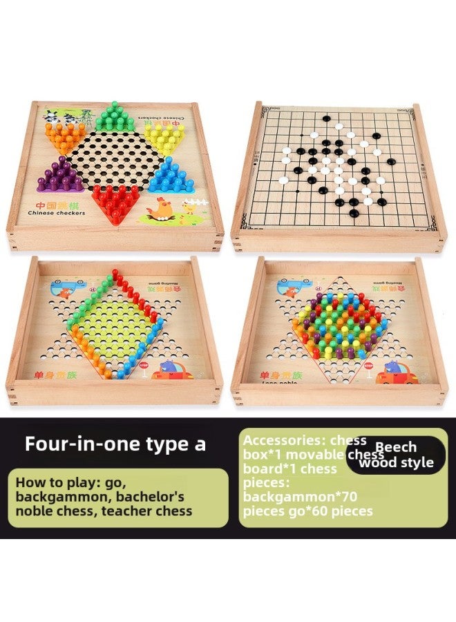 Wooden Multi-Functional Game Board, Flying Chess, Checkers, Backgammon, Kidsren's Educational Board Game Toys