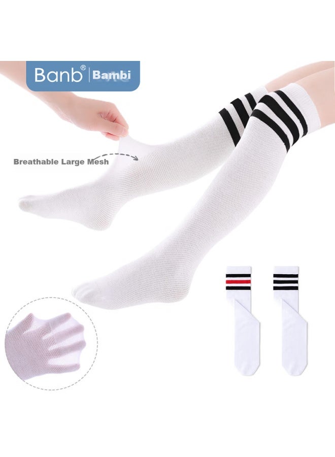 Bambi Children's Soccer Socks Summer Thin Mesh Student Sports Over-the-knee Long Tube Cotton Socks B0536 Size L - Image 1