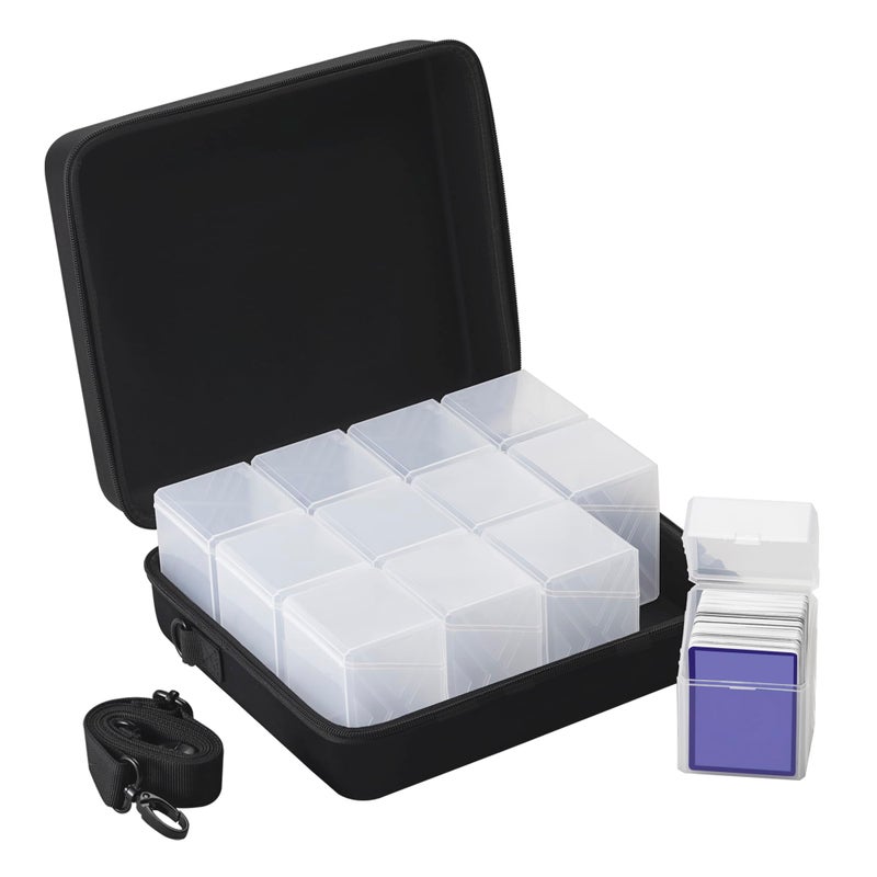 Brappo Deck Box with Carrying Case. Deck Boxes for MTG, TCG, Sports Cards.Set includes 12 packs of Card Deck Storage Boxes. Holds up to 2400 cards.(No Cards) (Clear, 12 pack) - Image 1