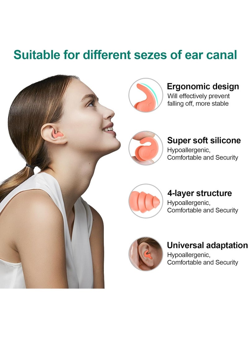 PYC Swimming Ear Plugs for Adults,3 Pairs Waterproof Reusable Silicone Swim Earplugs for Swimming Surfing Snorkeling Showering and Water Pool,Beach,Ocean (Adults & Teens 14+) - Image 2