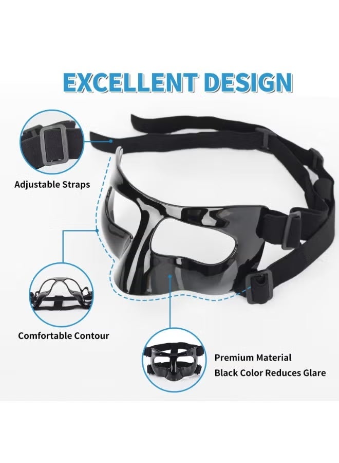 ZNARO Nose Guard for Sports, Protective Face Shield for Broken Nose, Adjustable Impact Resistant Mask for Basketball Soccer Football, Breathable Protection for Adults and Teenagers (Black) - Image 2