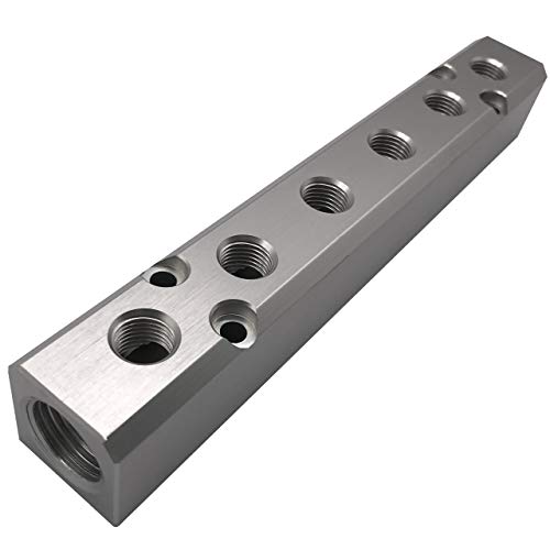 NACX 6 Way Pneumatic Manifold Air Distribution Block G12 Supply Port G14Inch Output Port Aluminum Alloy - Image 1