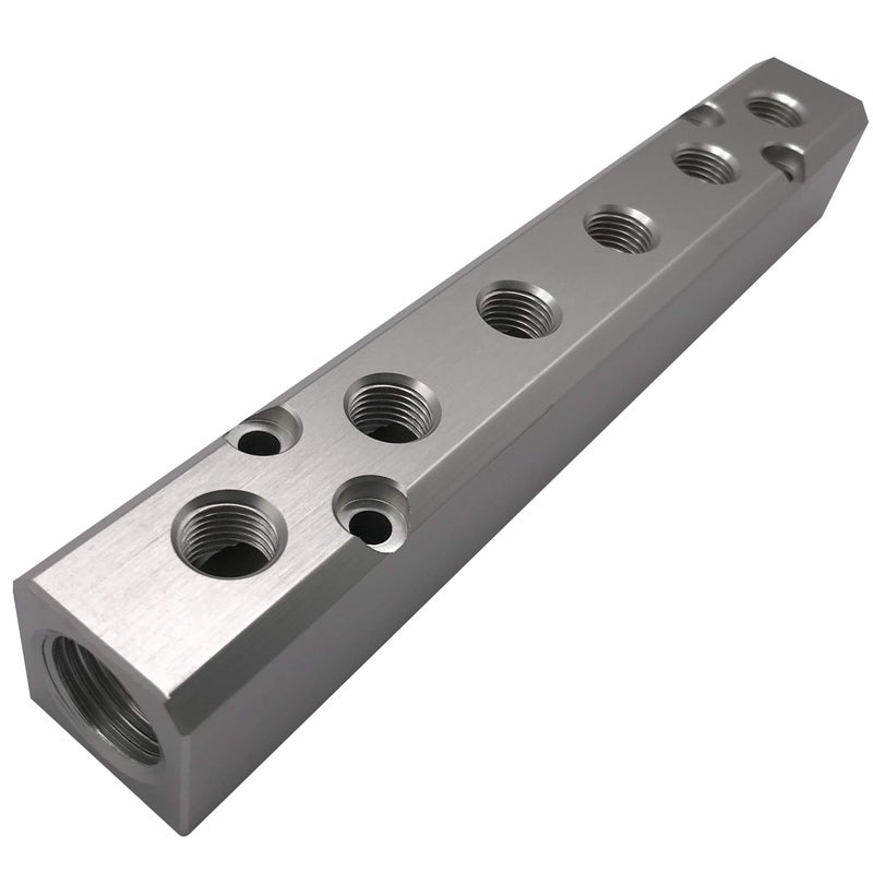 NACX 6 Way Pneumatic Manifold Air Distribution Block G12 Supply Port G14Inch Output Port Aluminum Alloy - Image 2