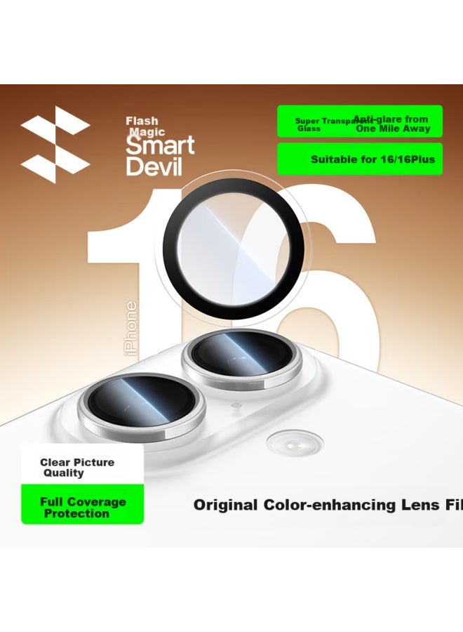 Smartdevil Apple 16/16 Plus Camera Lens Film Iphone 16/16 Plus Independent Lens Full Coverage Protection Anti-scratch Film Transparent Independent Lens 1 Set Without Top Shell - Image 1